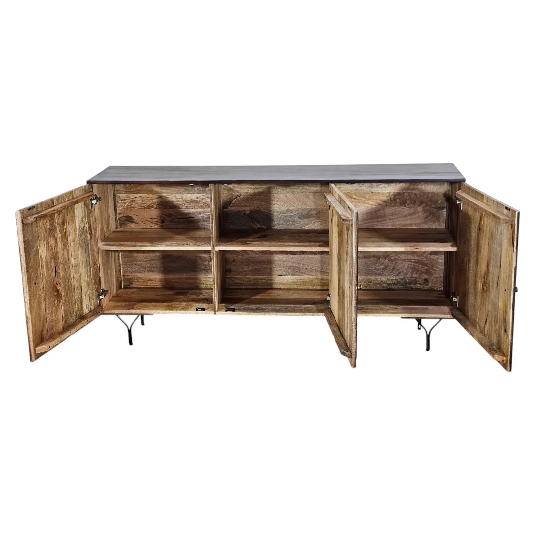 The Gaucho Rhythmic Hand-Carved Mango Wood Credenza