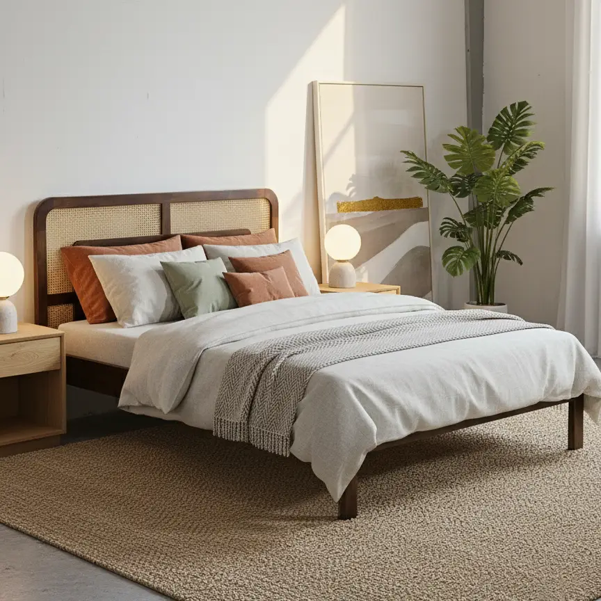 The Colonial Rattan Bed Frame  (Le Cadre de Lit Rattan Colonial)