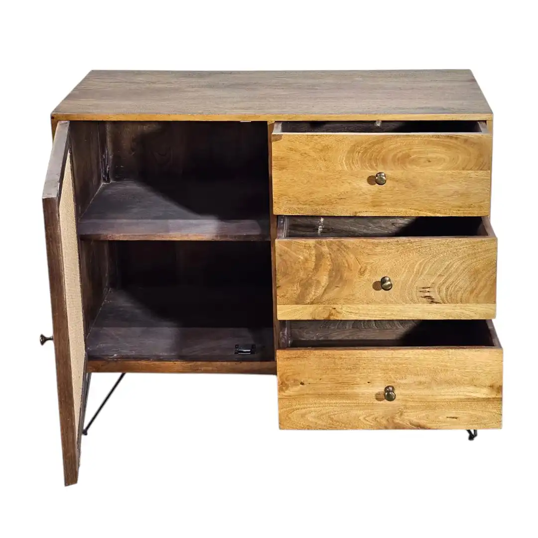 The Anglo-Indian Rattan & Mango Wood Sideboard