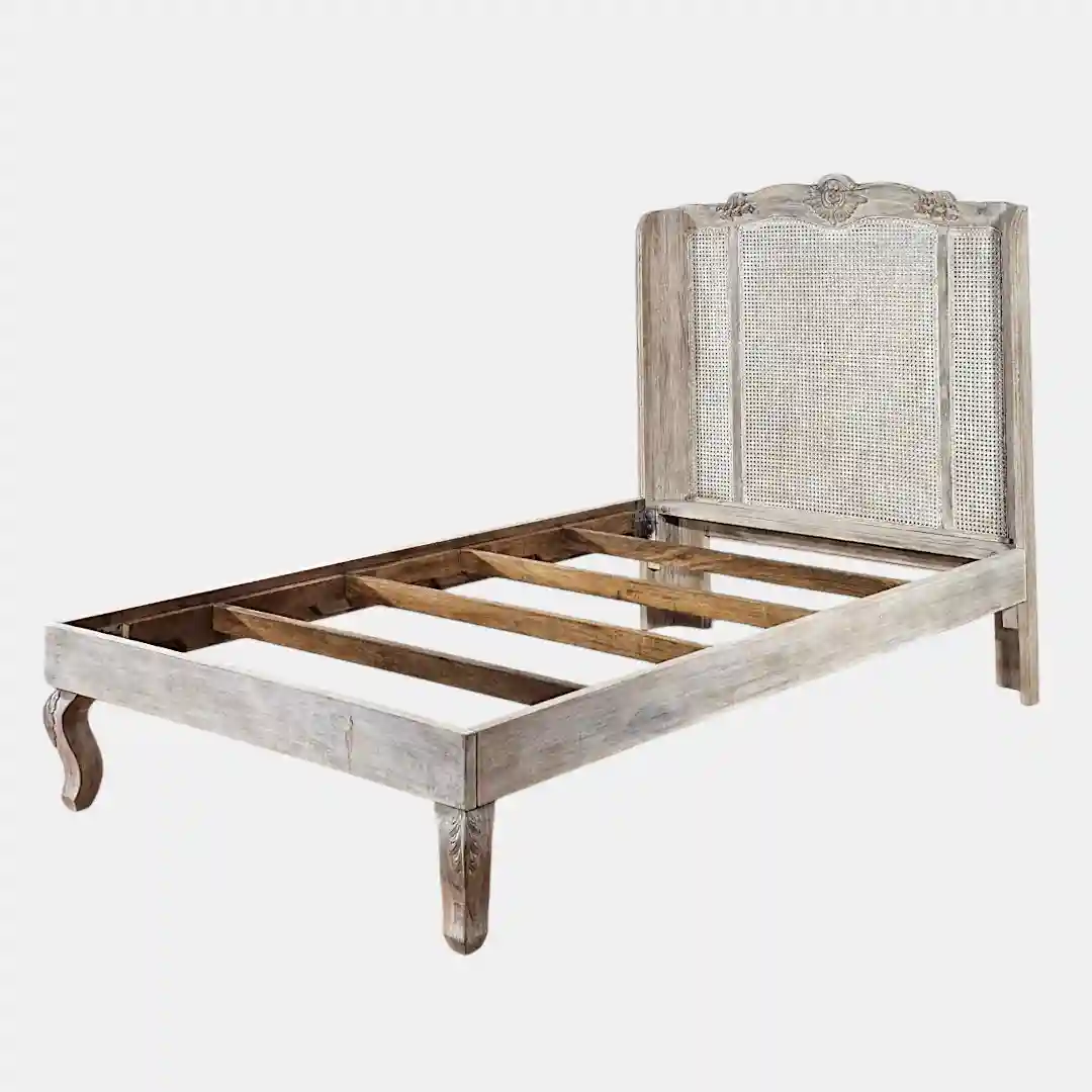 The Indo-Chateau Hand-Carved Cane Single Bed