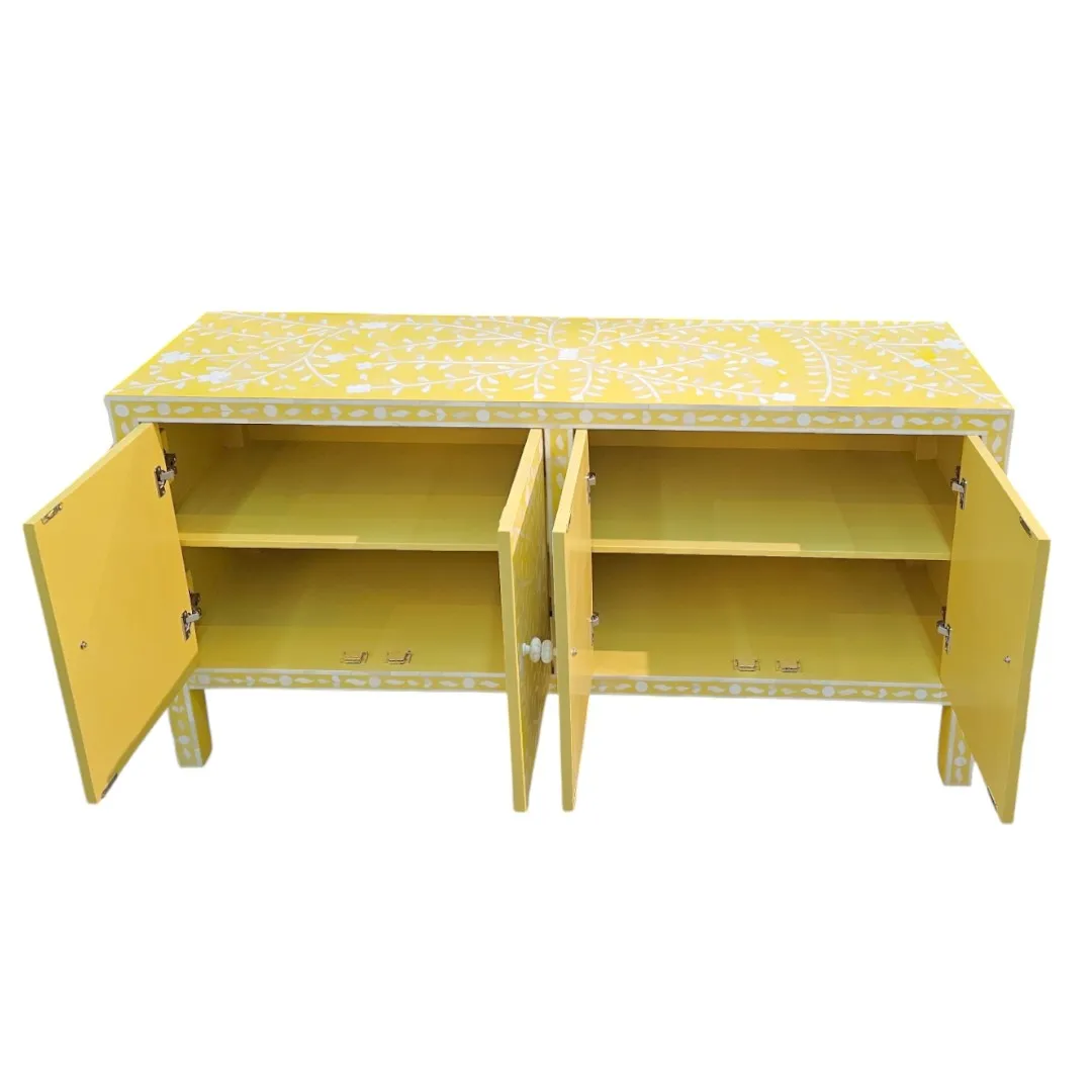 Jameela Floral Inlay 4-Door Sideboard