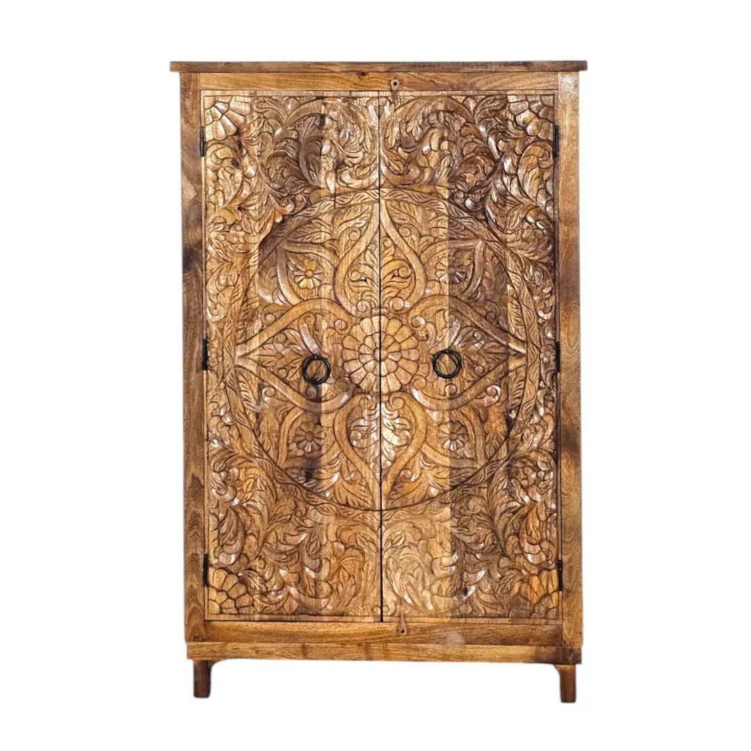 Malika Hand-Carved Persian Floral Cabinet