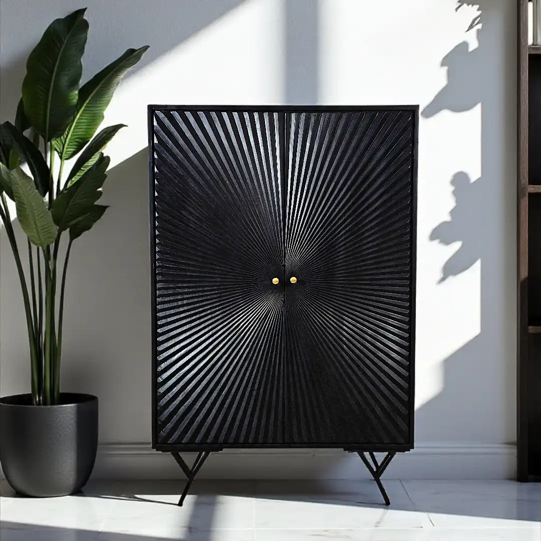 Black Sunbeam Textured Cabinet