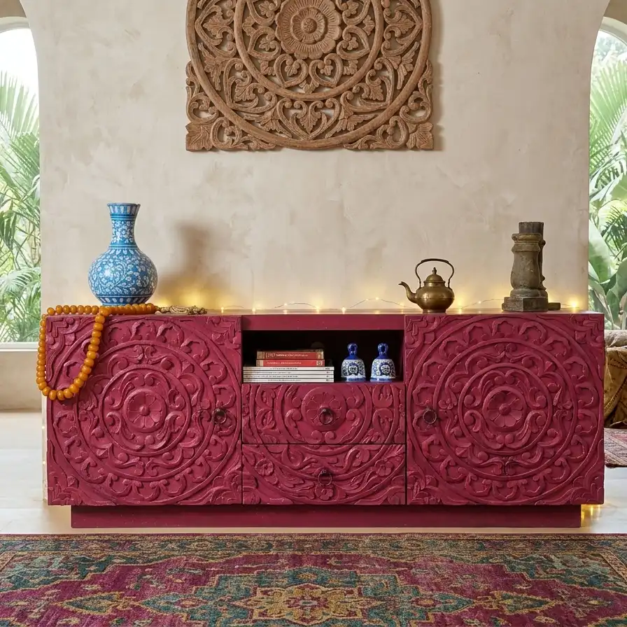 Carved Mandala Media Console | Console de l'Artiste