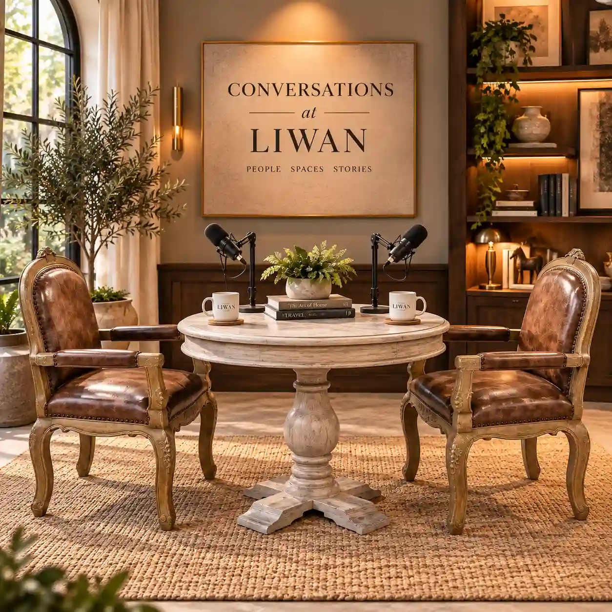'Chateau' Carved Frame Leather Accent Chair