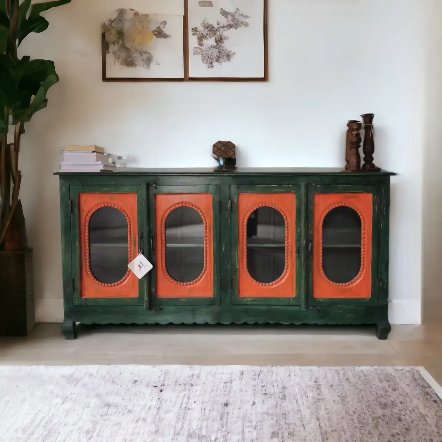 The Haft-Rang Naqsh 4-Door Glass Credenza
