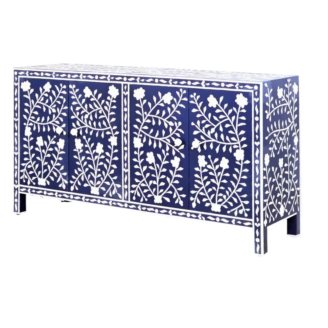 Jameela Floral Inlay 4-Door Sideboard