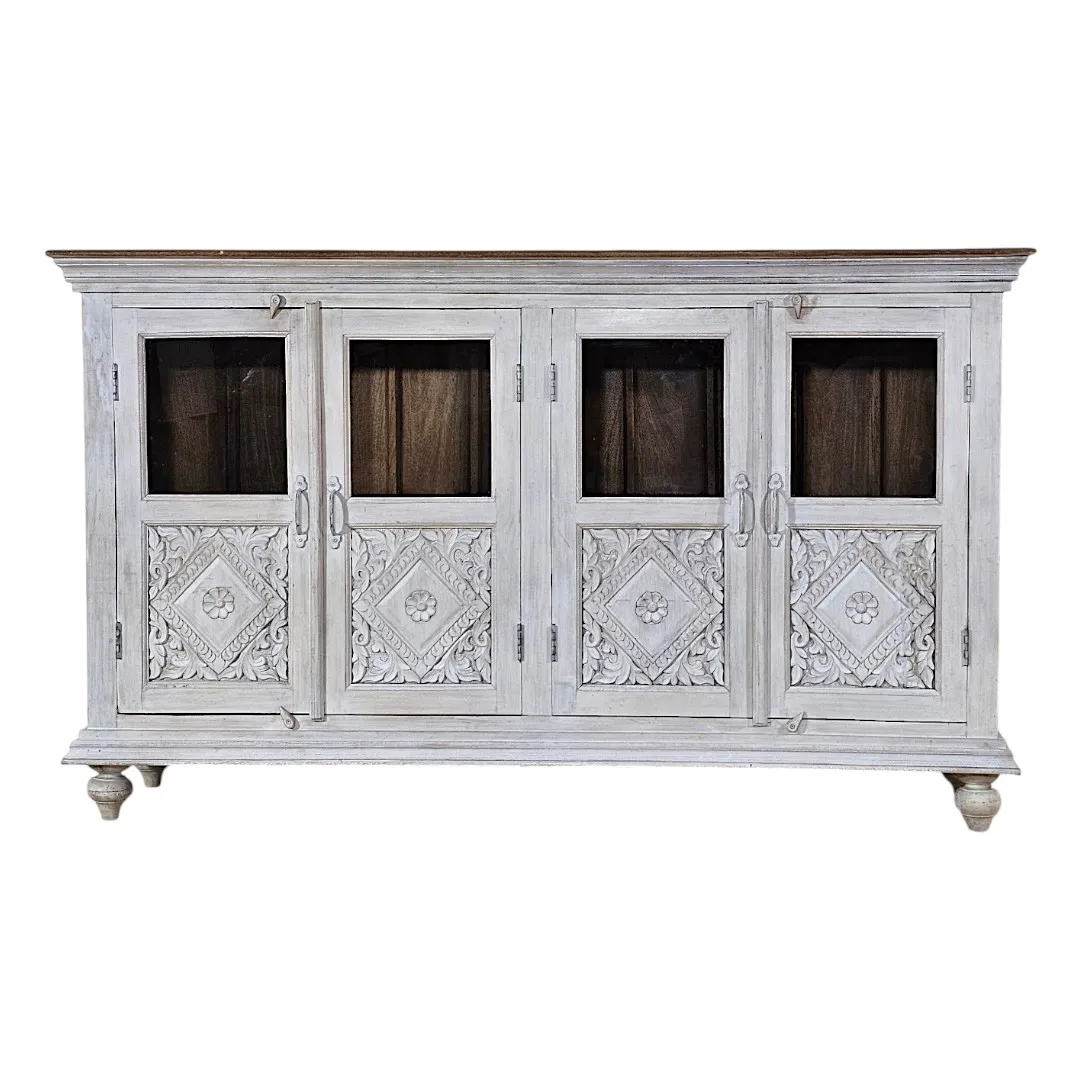 The Tara Carved Wood & Glass Buffet